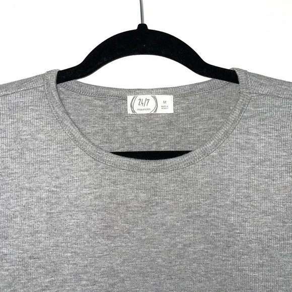 Maurices 24/7 Gray Short Sleeve Crewneck Rib Tuck In Tee Medium Women’s - Picture 2 of 10
